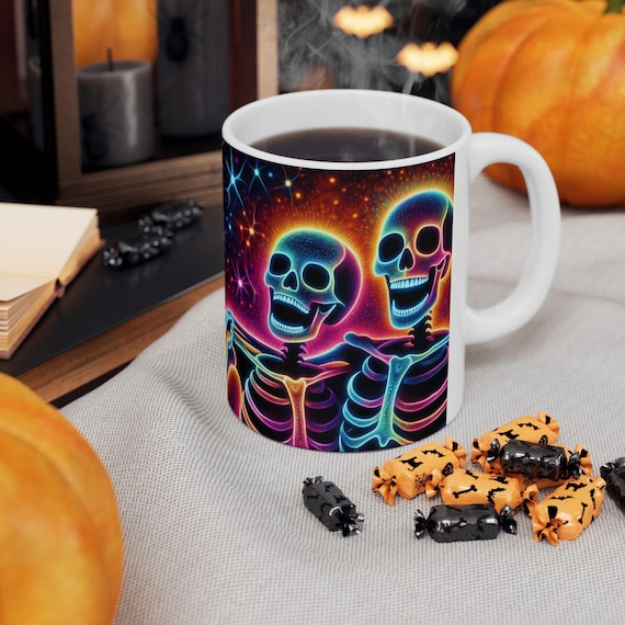 Happy to just be alive skeletons mug
