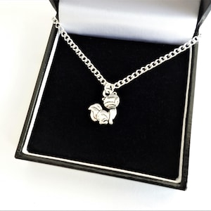 Mignon petit renard collier pendentif breloque tour de cou cadeau plaqué argent chaîne ou cordon sans sac en organza