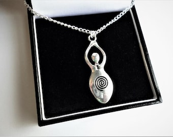 Lovely Venus of Willendorf Fertility Goddess Necklace Pendant Charm Choker Gift Silver Plated Chain or Cord free Organza Bag