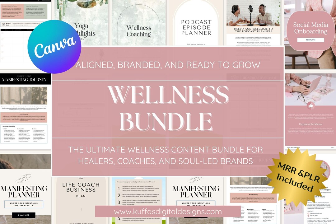 Wellness Coach Canva Template Bundle: Yoga, Reiki, Social Media - Etsy