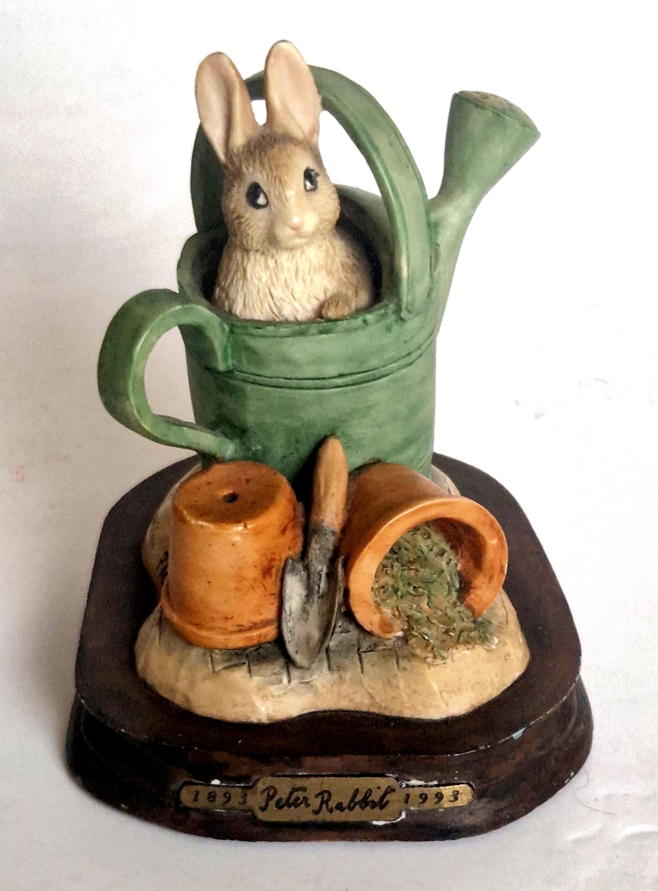 Vintage Peter Rabbit Figurine Border Fine Arts 1993 Watering Can
