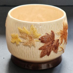 Vintage Sylvac Autumn Leaves Jardiniere 4002 Brown Pottery Planter England