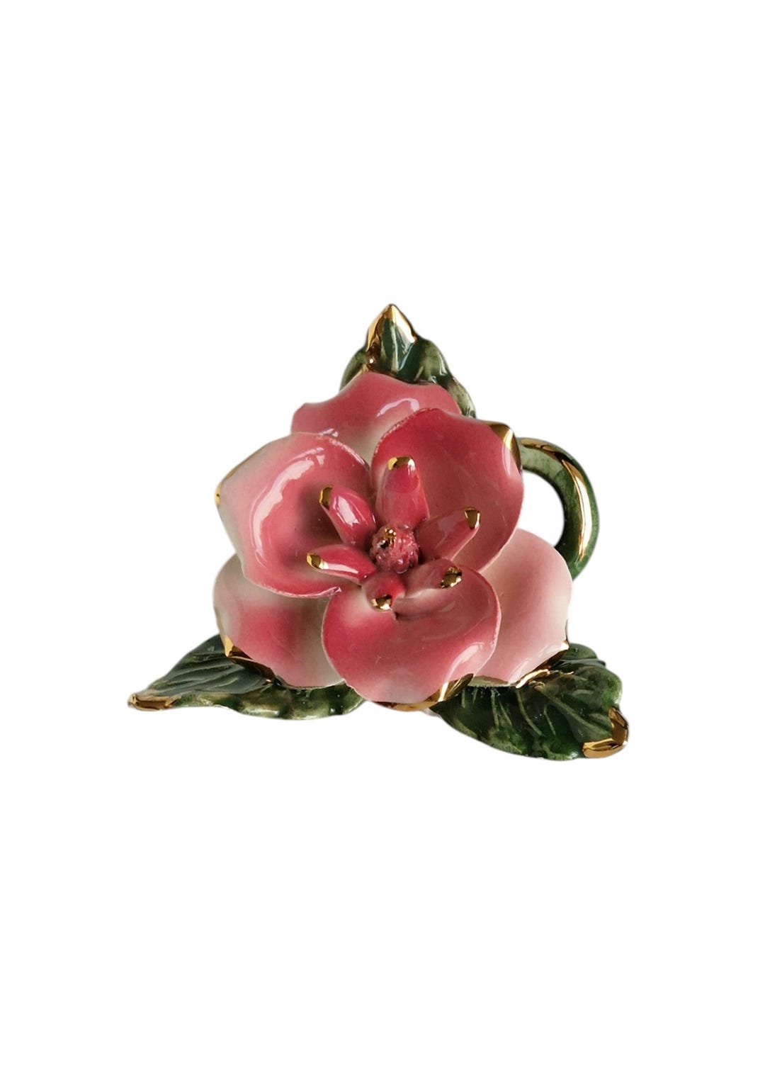 ヴィンテージ カポディモンテ スタイル 磁器製 ローズ フィギュア、金