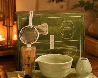 Cozy Matcha Tea Set – Japanese Ceramic Matcha Bowl Kit with Bamboo Whisk & Accessories