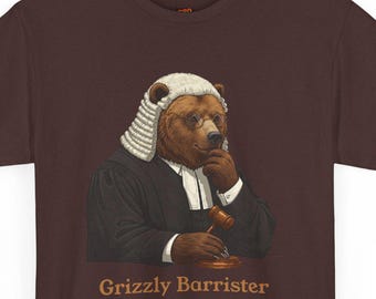 Grizzly Barrister Bear T-Shirt: Funny Law-Themed Animal Lover Gift