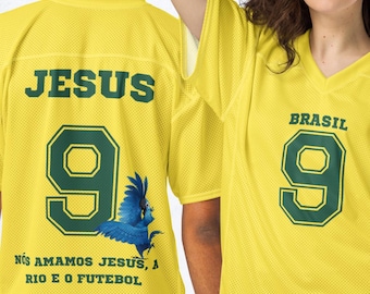 Brazil Jesus Soccer Shirt PNG | Rio Blue Parrot Design | Fruits of the Holy Spirit Printable
