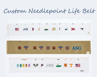 Custom Handpainted Needlepoint Life Belt Canvas – 18 Mesh, Personalized for Men