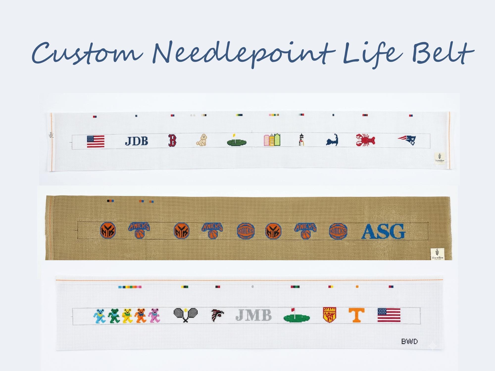Custom Handpainted Needlepoint Life Belt Canvas - 18 Mesh, Personalized for Men, Women, and Children