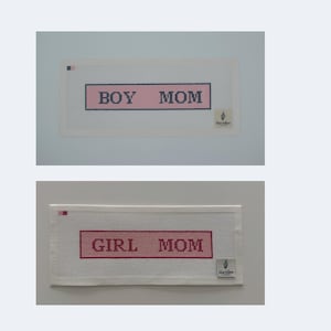 Boy Mom Girl Mom Needlepoint Key Fob Canvas, Hand Painted 13 Mesh, Self Finishing Keychain Kit, Preppy Mom Gift