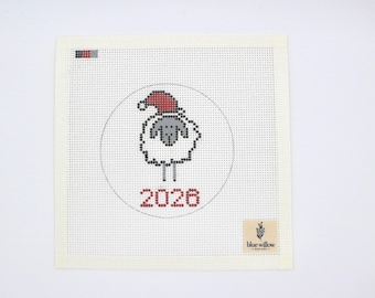 Decorazione natalizia a punto croce "Merry Sheepmas": dipinto a mano, design per le festività del 2026.