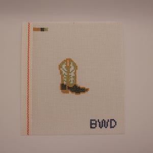 Niestandardowe płótno z haftem krzyżykowym w kształcie butów kowbojskich | Ręcznie malowana ozdoba w stylu western