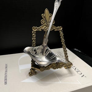 Antique Silver Ladle, Large Soup & Stew Ladles Engraved Decorative Art Nouveau