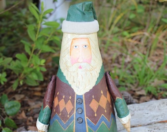 Hand Painted Santa Folk Art Figurine