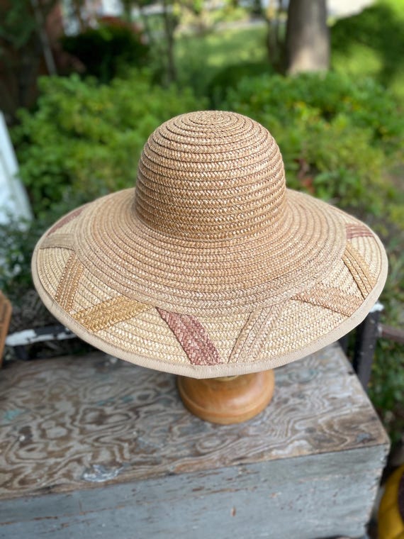 Vintage Liz Claiborne Woven Straw Sun Hat Wide Brim Italy - Etsy