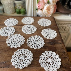 Vintage white cotton lace Doily coasters set of 10