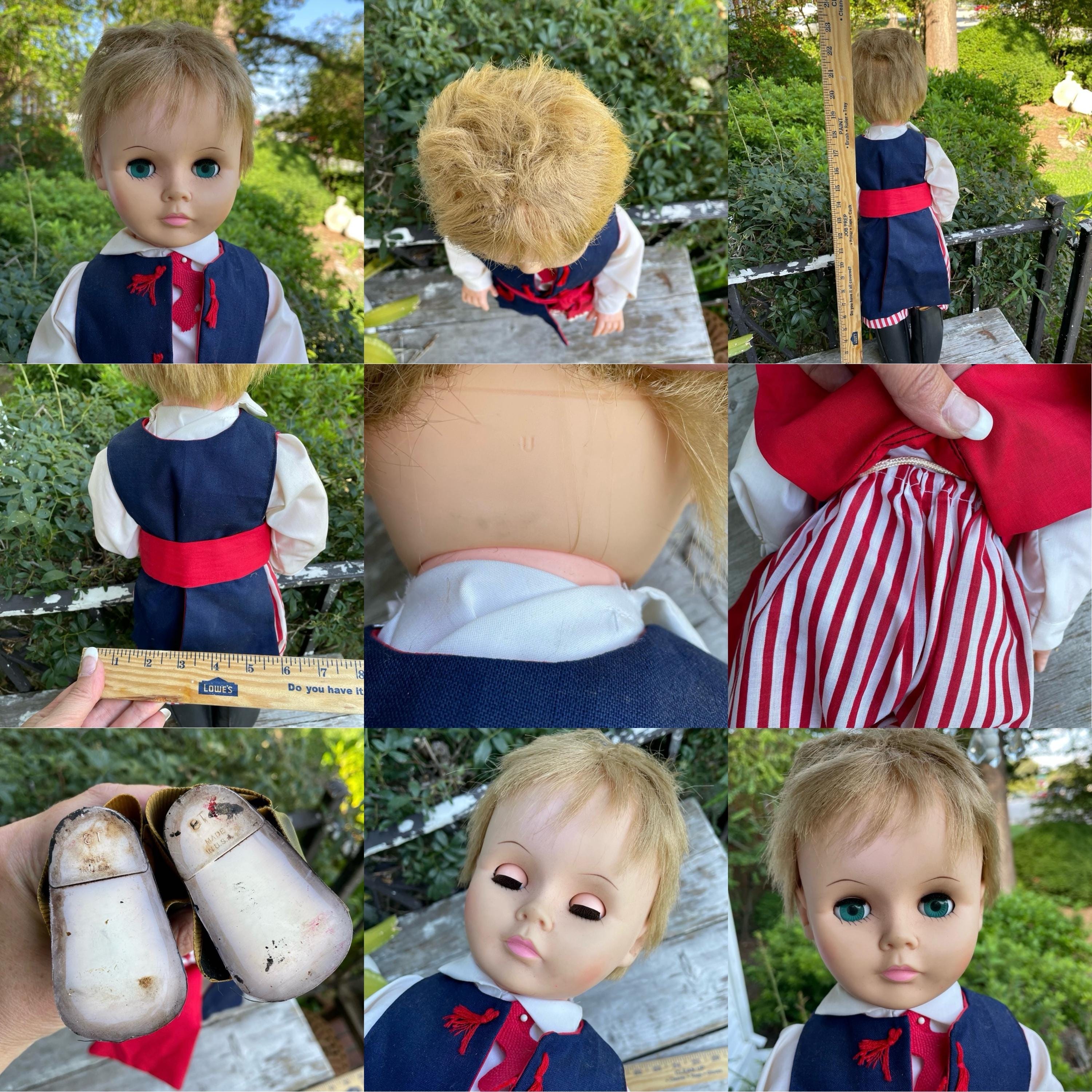 Vintage & Primitive DOLLS Boy Girl Porcelain Fabric Toy Bench
