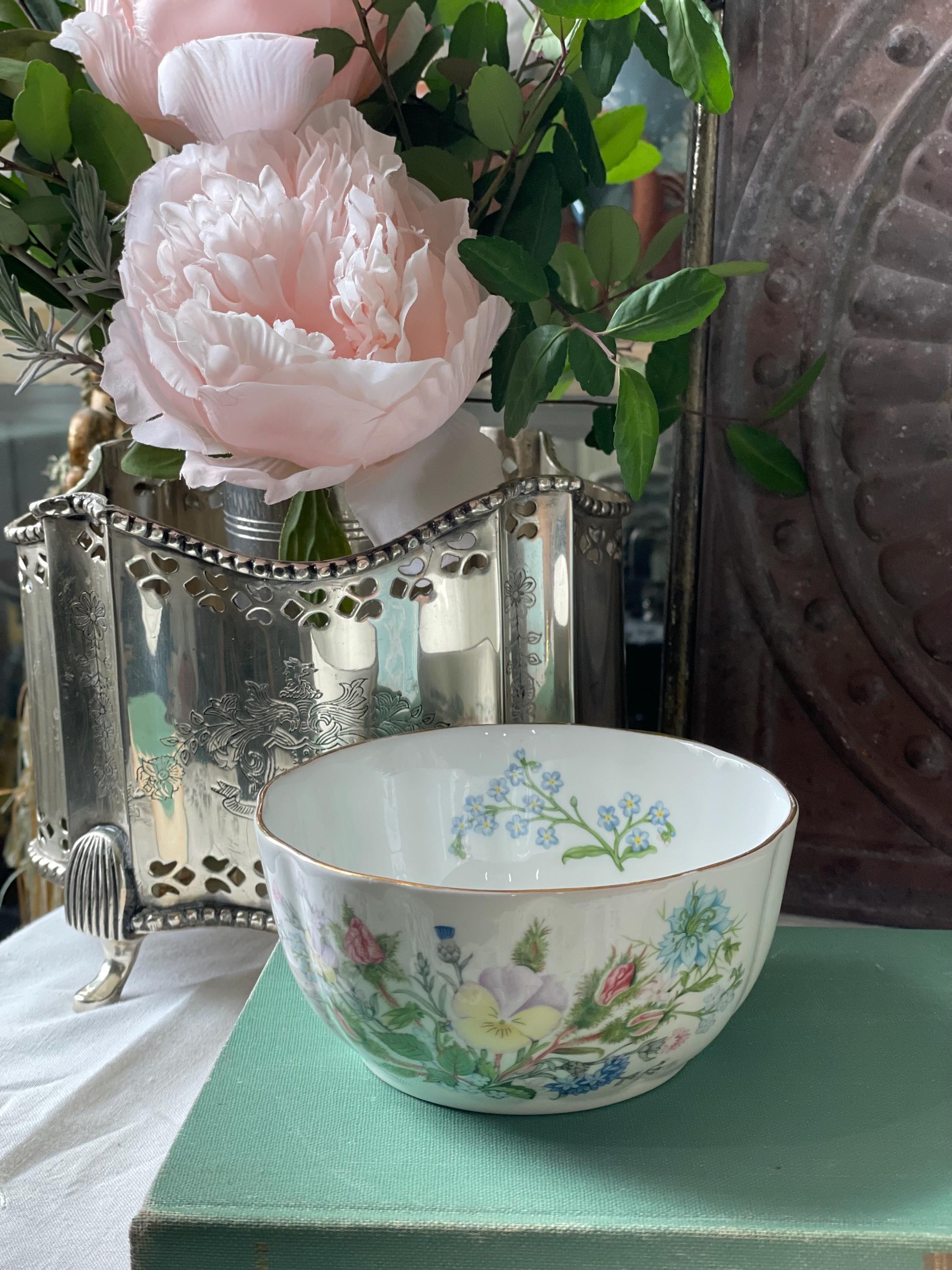 Ansley Wild Tudor White Ceramic Floral Small Bowl England - Etsy