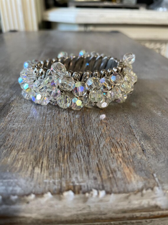 Vintage Silver crystal stretch bracelet Hollywood… - image 8