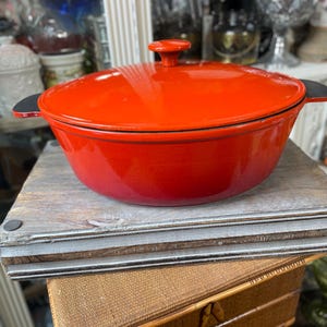 5.3 qt. Red Cast Iron Dutch Oven  Lid France