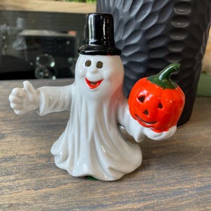 Ghost vintage ghost pumpkin tea candle light holder Halloween decor