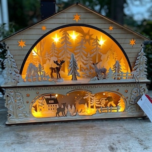 Martha Stewart wood light up winter Christmas holiday decor trees deer image 2