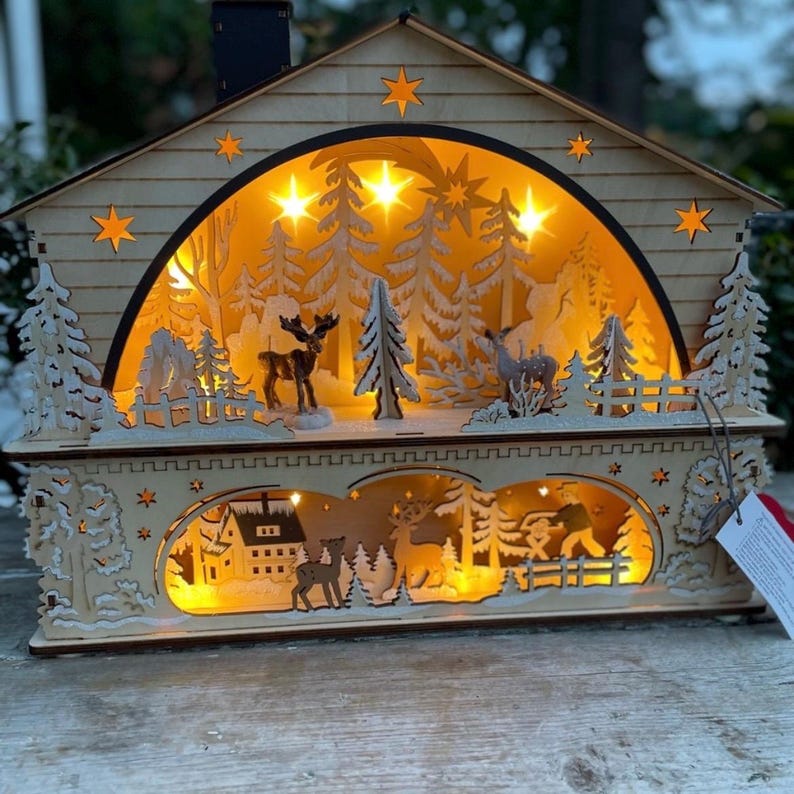 Martha Stewart wood light up winter Christmas holiday decor trees deer image 2