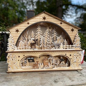 Martha Stewart wood light up winter Christmas holiday decor trees deer image 1