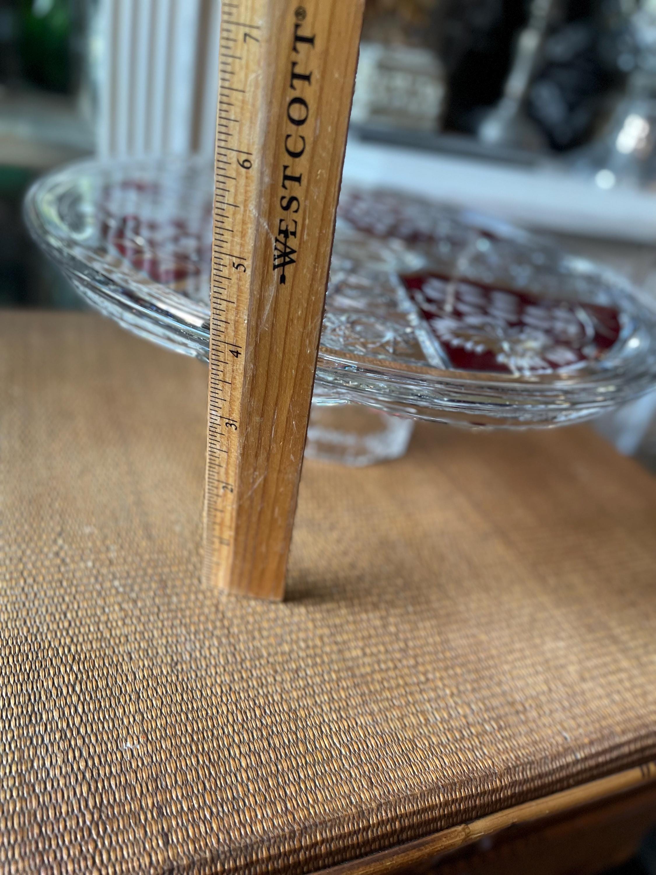 Anna Hütte Vintage Crystal Floral Cake Plate Flower Red Panels