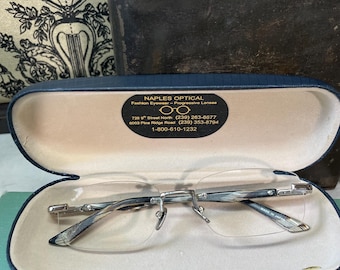 Vintage bijou du nana glasses silver pearl tortoise shell frames made in Japan