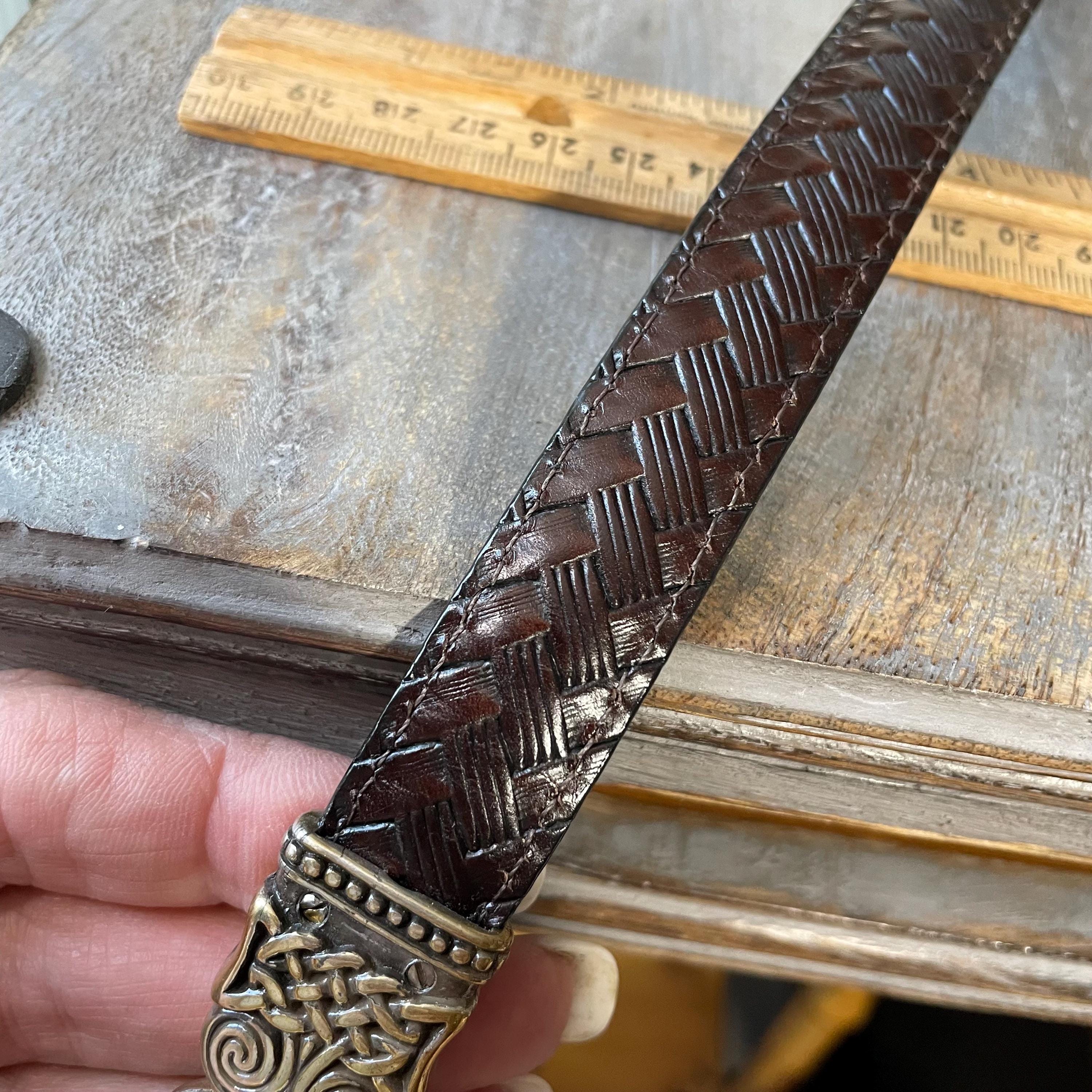 BRIGHTON Celtic Knot Black Brown Embossed Weave Leather Belt, Reversible M/L BRIGHTON Celtic Knot Black Embossed Weave Leather Belt  main image 2