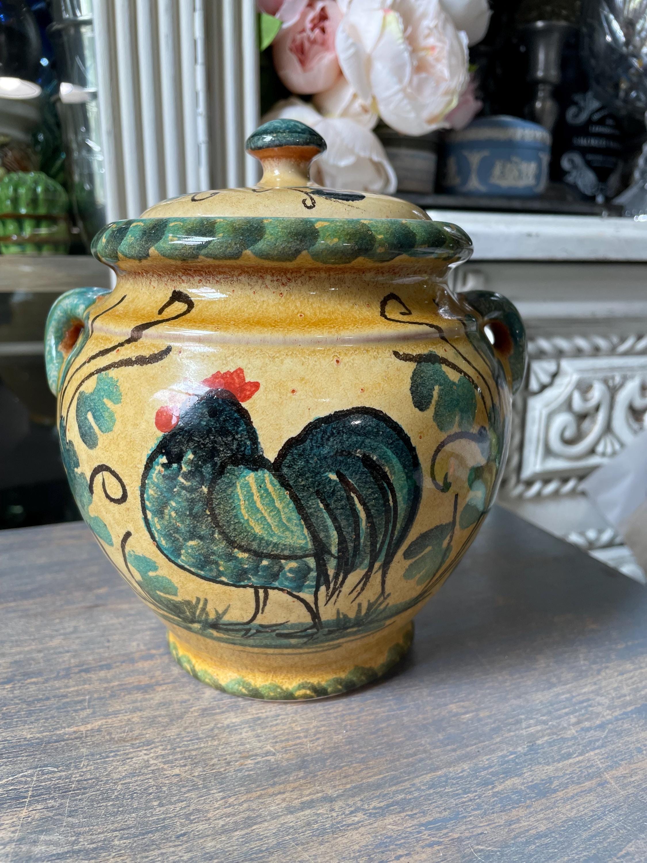 Williams Sonoma Rooster Canister Cookie Jar Made in Italy