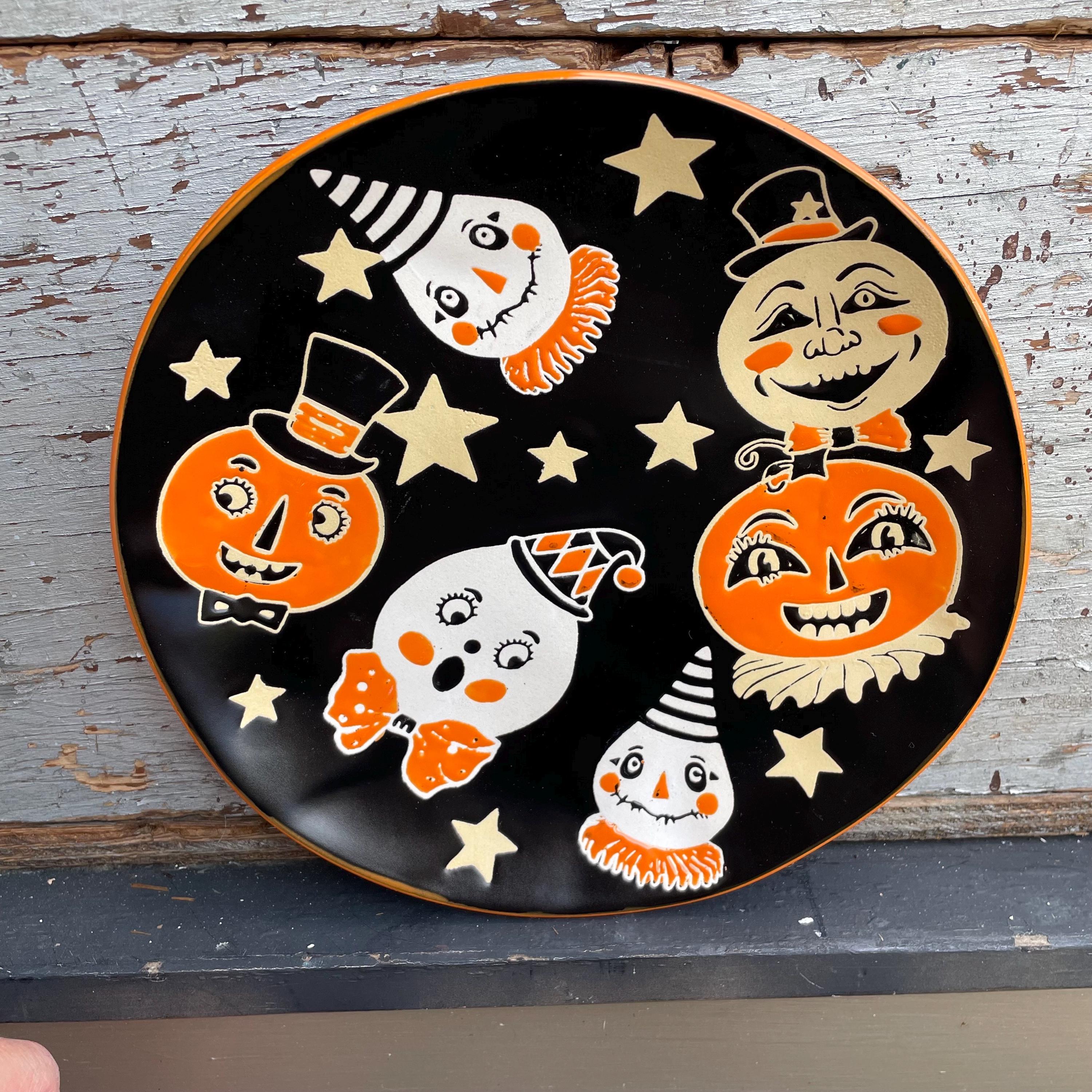 Eli + Ana  Halloween chill cat salad plate pumpkin bat nwt