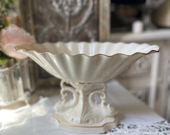 Lenox Aquarius vit, vågig serveringsskål i keramik, kustnära stil