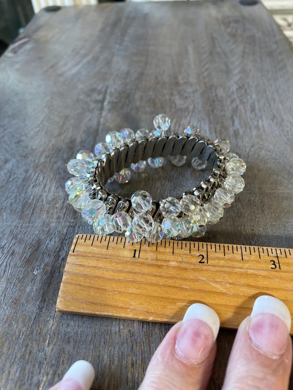 Vintage Silver crystal stretch bracelet Hollywood… - image 5