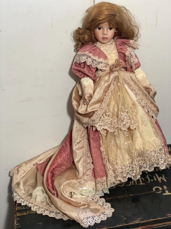 Treasured Heirloom Collection Janis Berard Porcelain Doll Brown