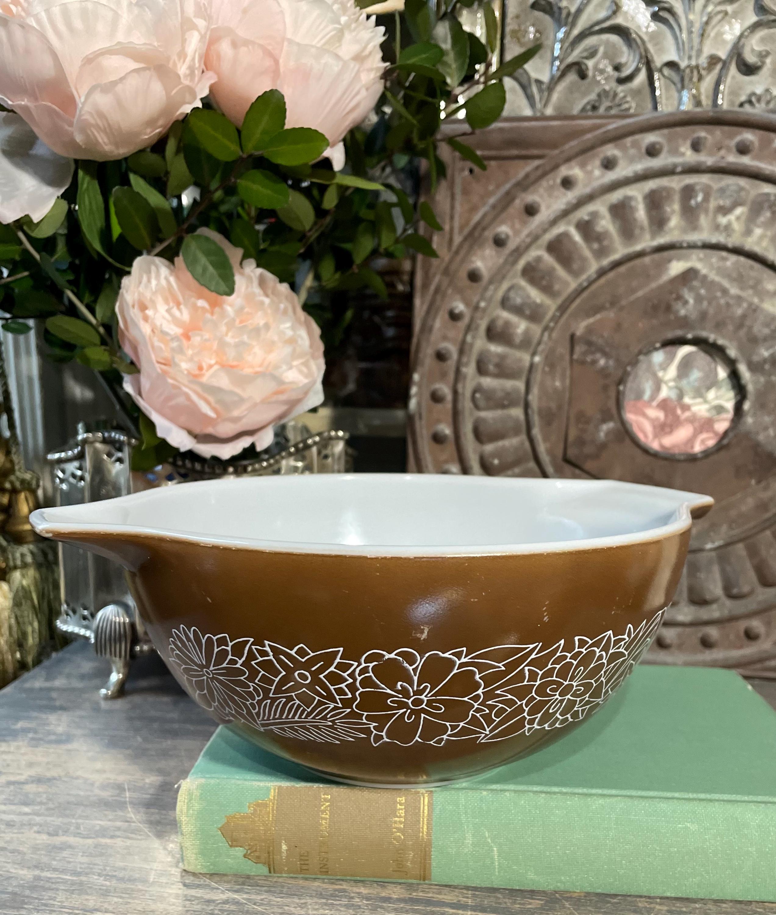 Pyrex Brown White Woodland Flowers Mixing Bowl 442 444 - Etsy