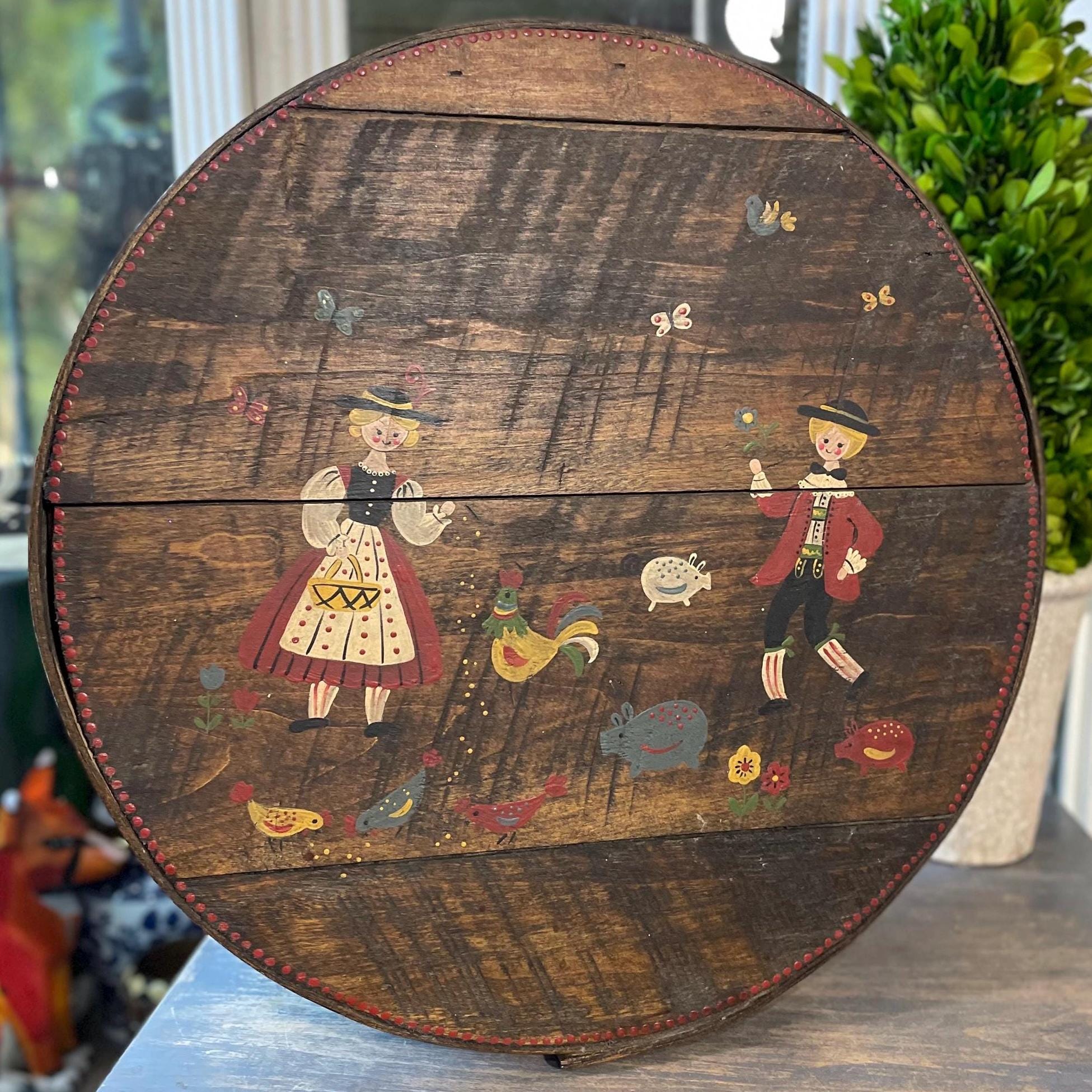 Primitive Wood Storage Box Dutch Farmers French Country Cottage