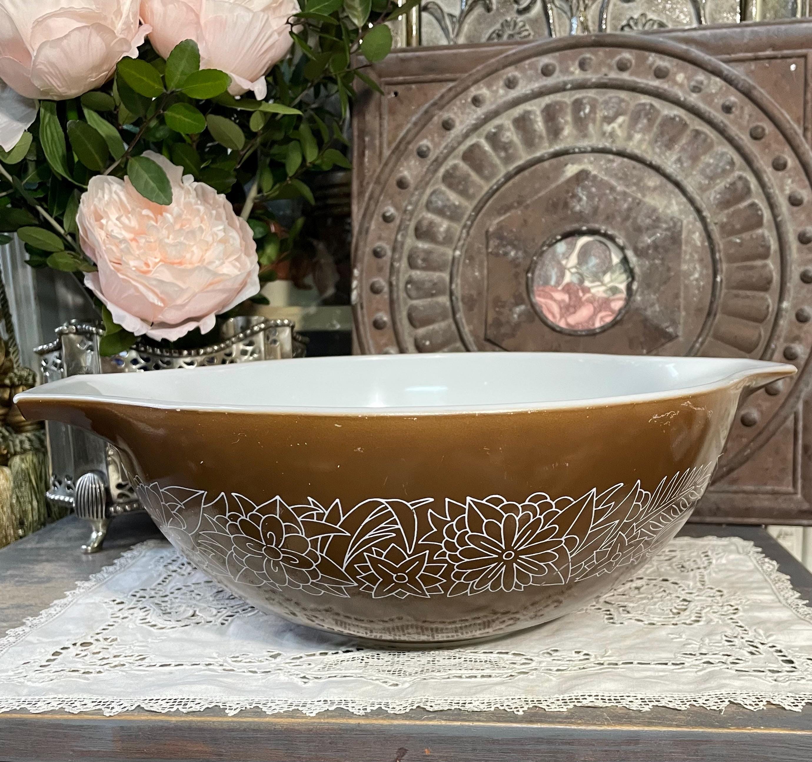 Pyrex Brown White Woodland Flowers Mixing Bowl 442 444 - Etsy