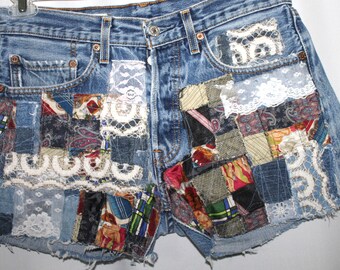 Vintage Patchwork Levis Denim Shorts 10