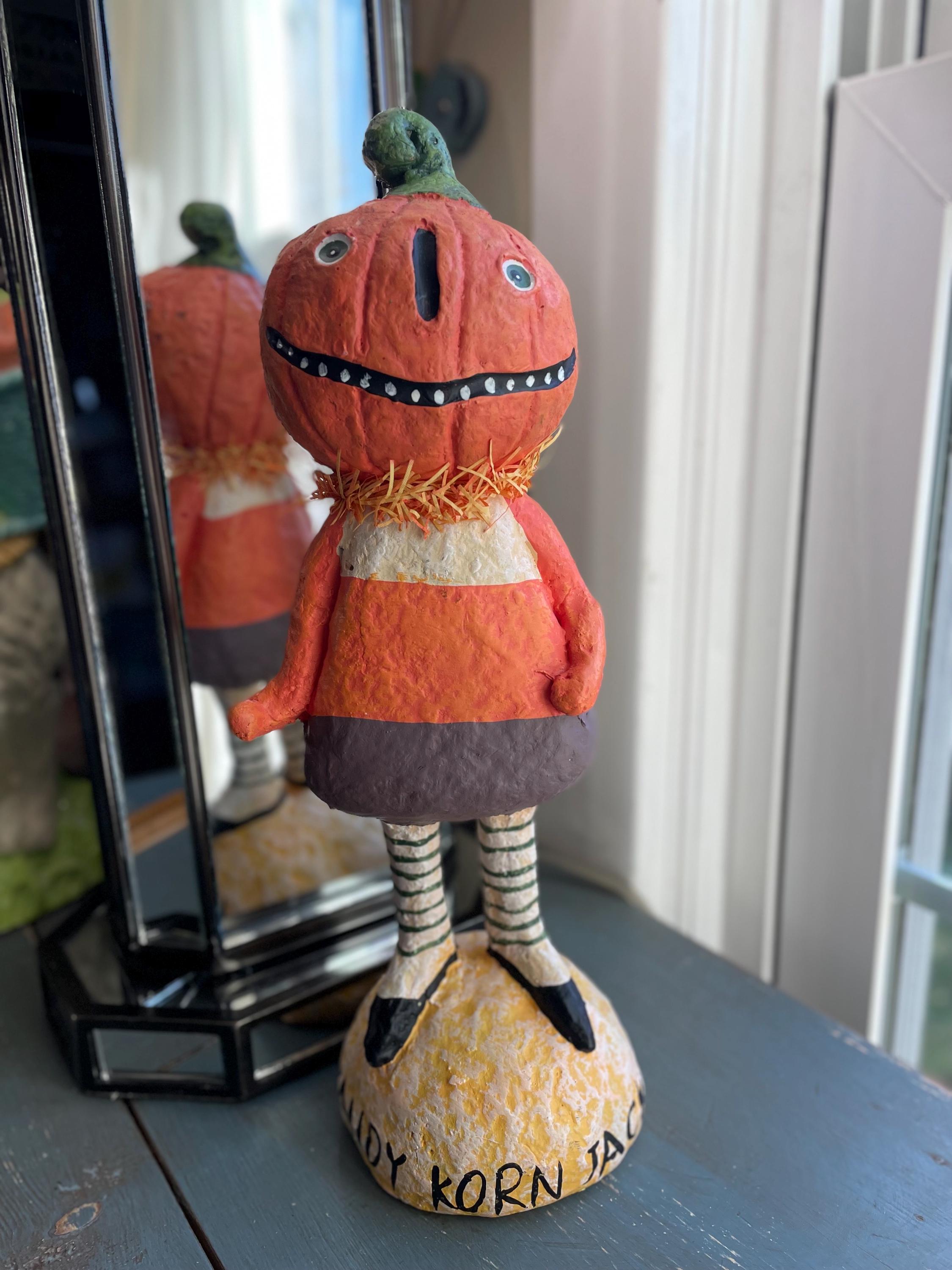 Debra Schoch Pumpkin Paper Mache Figurine Collectible Halloween