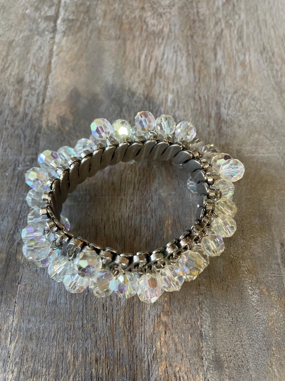 Vintage Silver crystal stretch bracelet Hollywood… - image 2