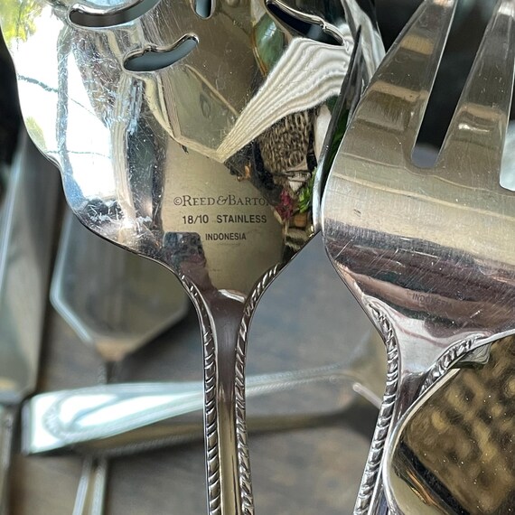 Reed & Barton Domain Stainless Silver Roped Edge Flatware Serving