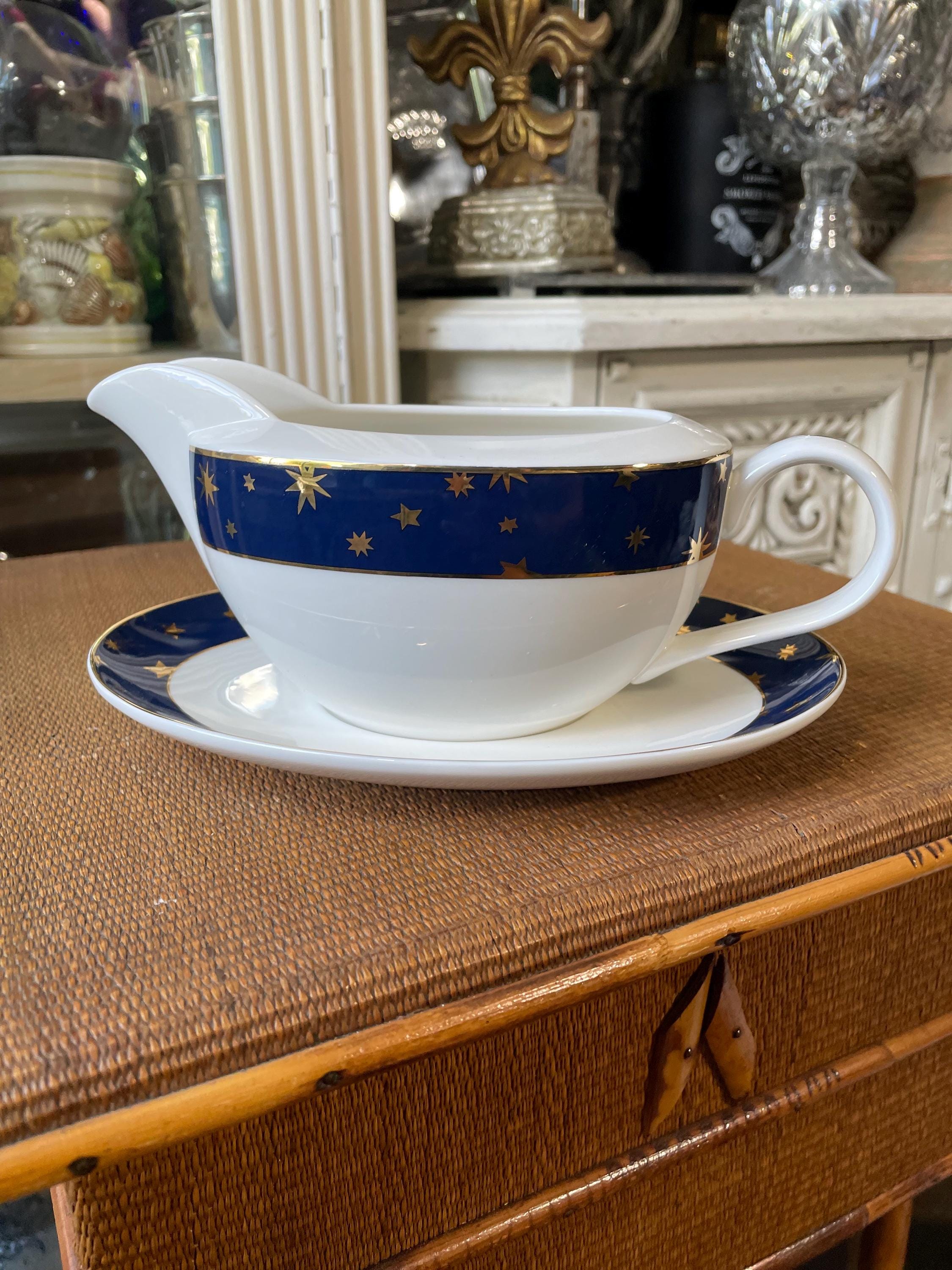 Sakura Galaxy blue & white gold stars gravy boat