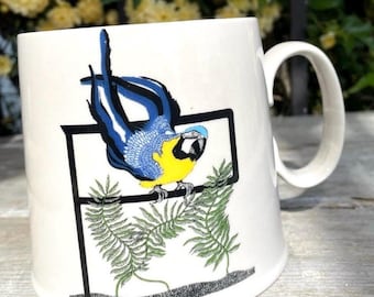 Anthropologie Florence Balducci Monogram Letter P Parrot Mug