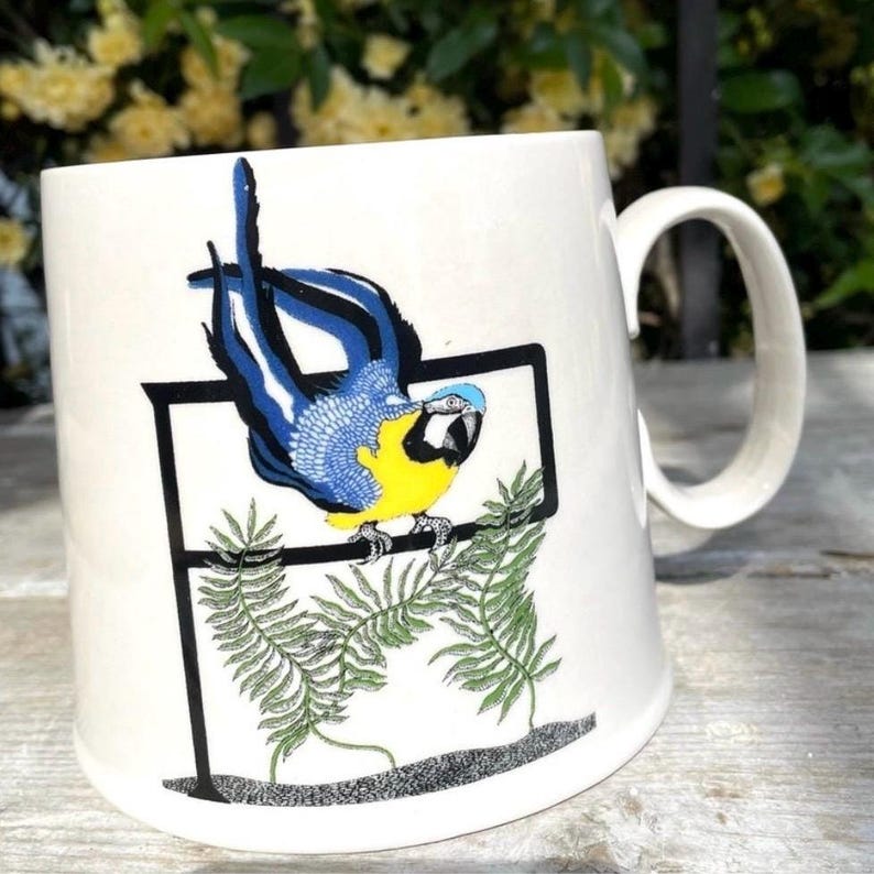 Anthropologie Florence Balducci Monogram Letter P Parrot Mug image 1