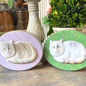 Vintage Kitty Katze ovale Metalldosen