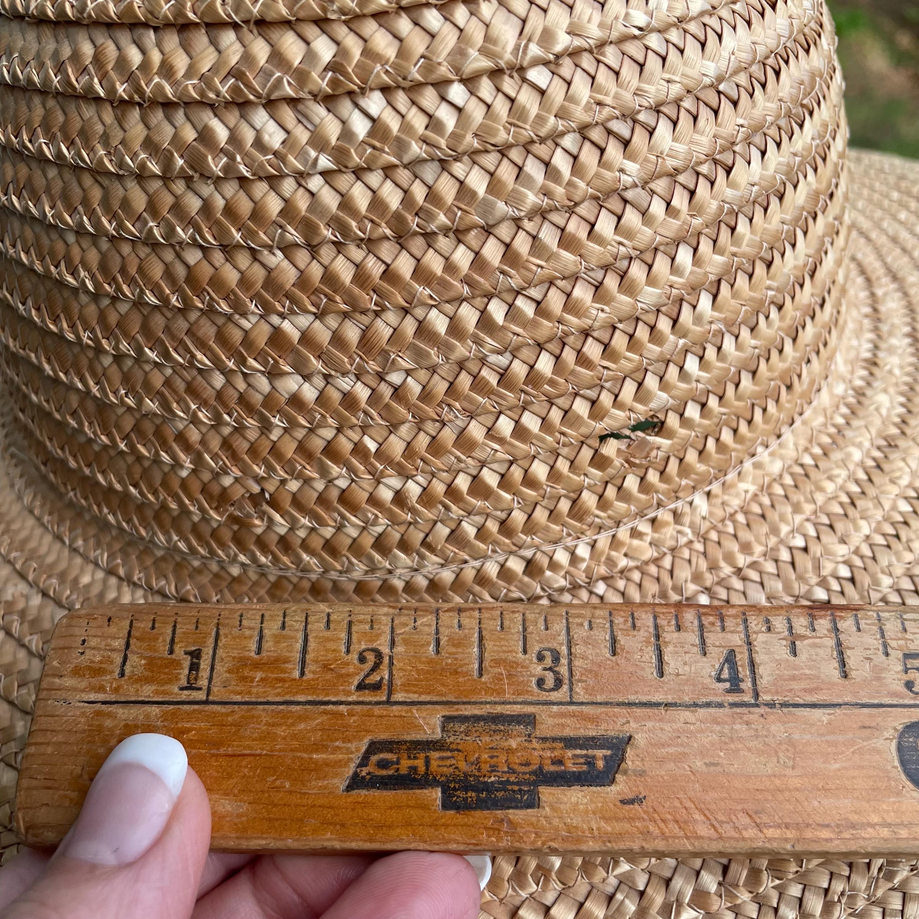 RARE VINTAGE LIZ CLAIBORNE STRAW HAT made in ITALY 7 1/2 Buy Liz Claiborne Beige Tan Straw Hat With Wide Brim Ribbon  main image 3