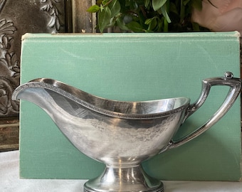 1890 Antique Vintage Wallace & Sons Co Silver Plate Gravy Boat old money heritage decor