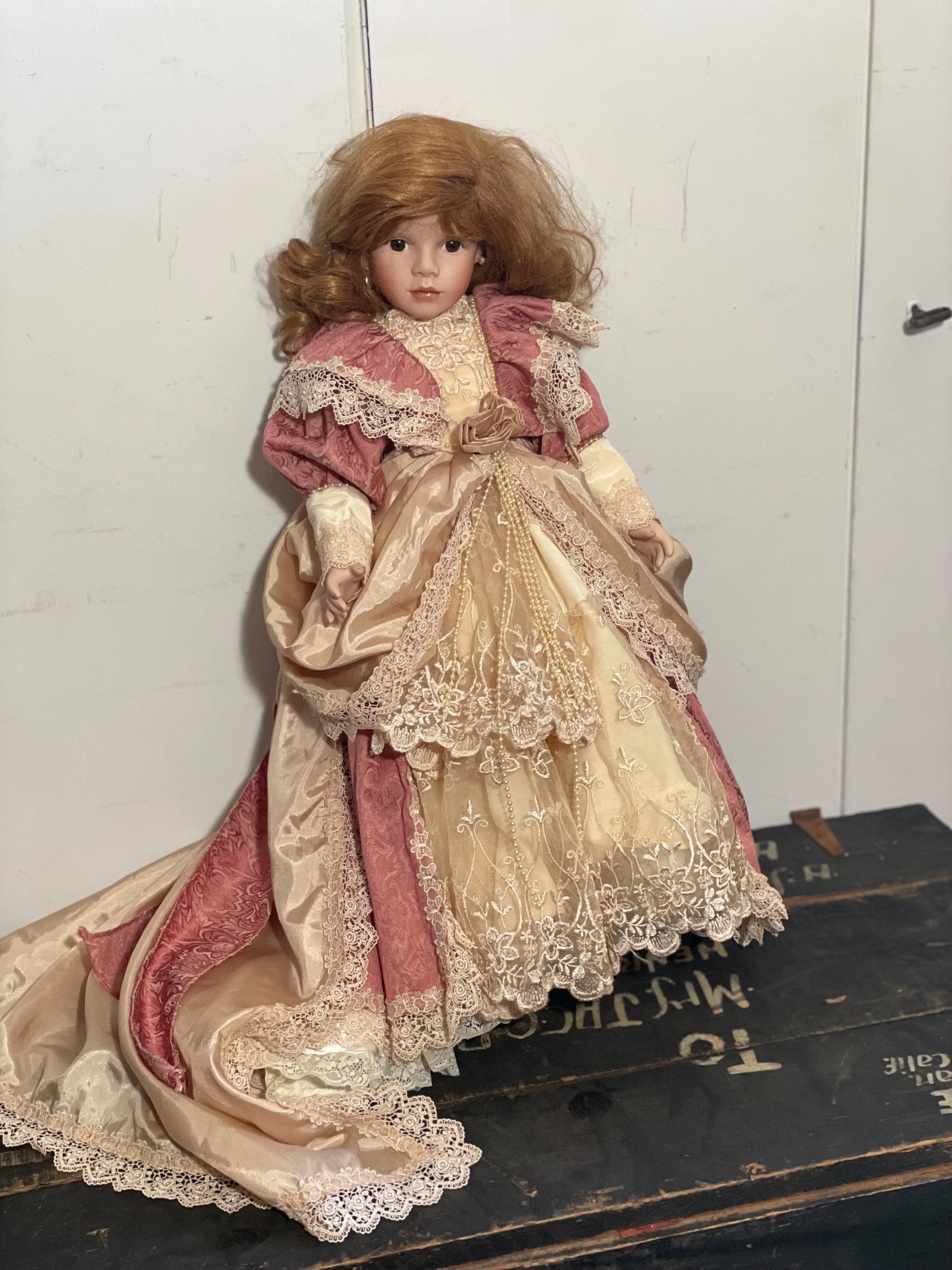 Treasured Heirloom Collection Janis Berard Porcelain Doll Brown