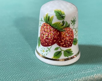 Vintage Thimbles birds mushrooms windmill strawberry frog flowers clover china Wedgwood your pick